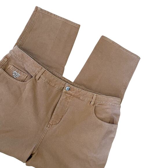 Quacker Factory DreamJeannes Women's Camel Embellished Pants 18W Short - Picture 6 of 9